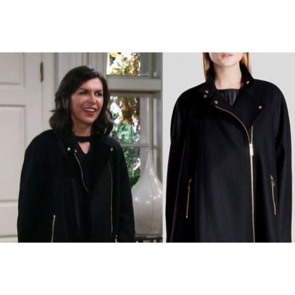 Ted Baker Black Retro 50s Swing Coat Small Wool Blend Prata Cape Jacket - Picture 11 of 14